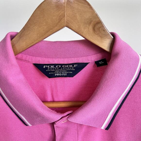 POLO‎ GOLF Ralph Lauren Pink Shirt Mens XL Pima Big Pony Vintage Rio Secco Club - Picture 3 of 8